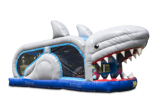 Small run shark 8m inflatable obstacle course for kids. Buy inflatable obstacle courses online now at JB Inflatables UK