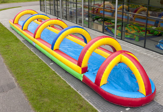 Spectacular inflatable standard belly slide 18 meters long with an extra wide track for children. Buy inflatable belly slides now online at JB Inflatables UK