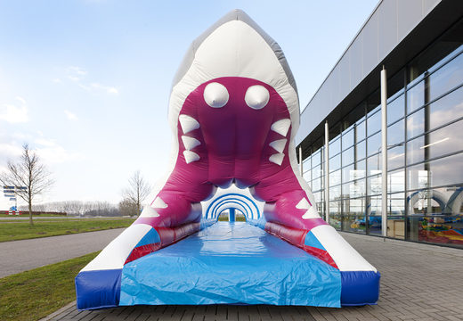 Buy 18m long inflatable shark themed belly slide for kids. Order inflatable slides now online at JB Inflatables UK