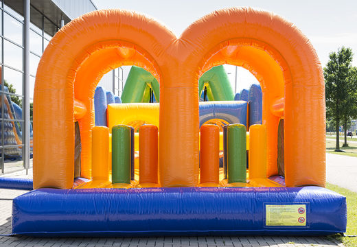 Buy a double 27 meter long obstacle course in cheerful colors for kids. Order inflatable obstacle courses now online at JB Inflatables UK