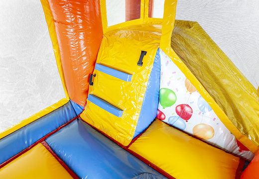 Buy a small inflatable bouncer in a party theme with slide for children. Order inflatable bouncers online at JB Inflatables UK