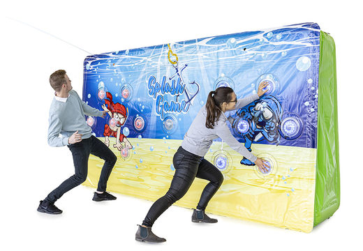 Buy inflatable IPS Splash Wall underwater theme - action photo with a water spray on the top for both young and old. Order inflatable IPS Splash Walls now online at JB Inflatables UK 