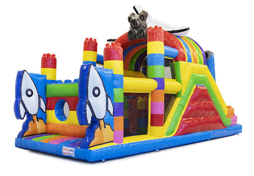 Buy inflatable 9 meter superblocks themed obstacle course for kids. Order inflatable obstacle courses now online at JB Inflatables UK