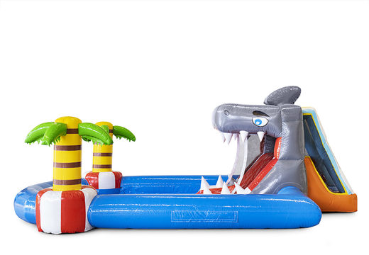 Buy water slide bouncy castle in shark theme at JB Inflatables UK. Order bouncy castles online at JB Inflatables UK now