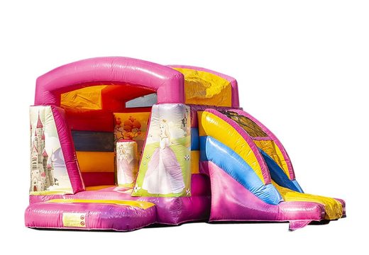 Small inflatable multifun bounce house with roof pink in princess theme to buy for kids. Buy bounce houses online at JB Inflatables UK 