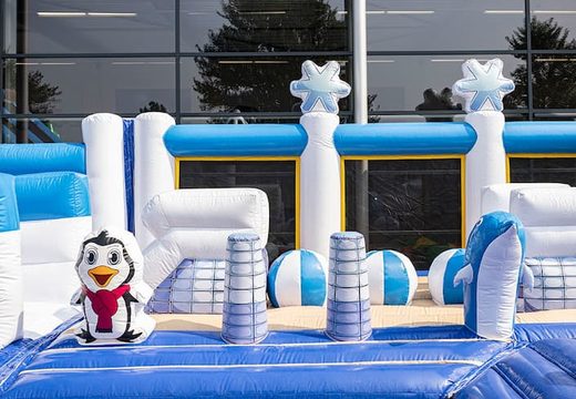 Buy Inflatable Frozen bouncy castle with multiple slides and all kinds of fun obstacles with Frozen prints for kids. Order bouncy castles online at JB Inflatables UK