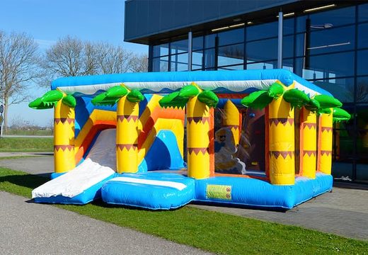 Buy an indoor multiplay beach bouncy castle in a limited height of 2.74 meters and with a slide for children. Order bouncy castles online at JB Inflatables UK