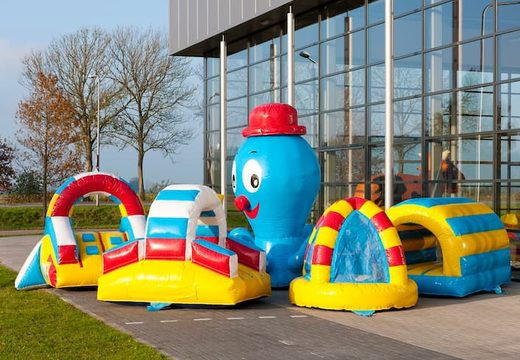 Order Playfun play island bouncy castle in the octopus theme with a climbing ramp and crawl tunnel for kids. Buy bouncy castles online at JB Inflatables UK