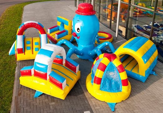 Buy an octopus themed bouncy castle with a climbing ramp and crawl tunnel for kids. Order bouncy castles online at JB Inflatables UK