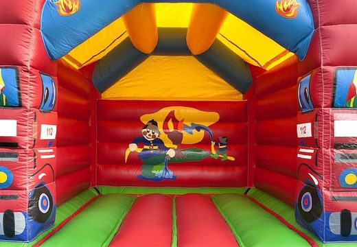 Buy standard fire brigade bounce houses in striking colors for children. Order bounce houses online at JB Inflatables UK